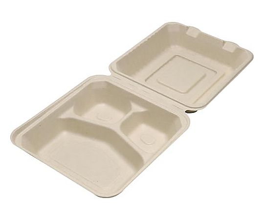 ストリックスデザイン 未晒しバガスモールドフードパックスクエア仕切付 1パック(25枚入) SD-726 1パック(ご注文単位1パック)【直送品】