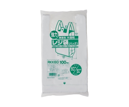 ジャパックス レジ袋(無着色) 関東60号/関西50号 HDPE 半透明 0.03mm 1ケース(100枚×10冊入) RKK60 1ケース（ご注文単位1ケース）【直送品】