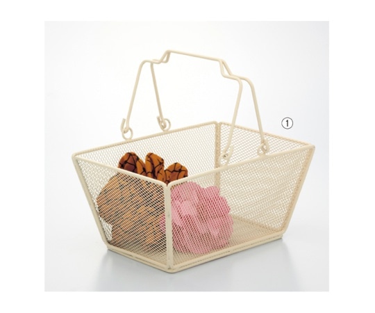 ストア・エキスプレス メッシュ ハンドルバスケット L アイボリー 12個 61-380-4-7 1セット（ご注文単位1セット）【直送品】