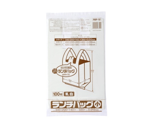 ジャパックス ランチバックエコタイプ 白半透明 Sサイズ HDPE 白 0.01mm 1ケース(100枚×30冊入) RBF12 1ケース（ご注文単位1ケース）【直送品】