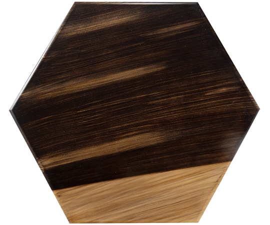 福井クラフト 39cm 六角プレート 柿塗分け刷毛目/黒塗 11014390 1個（ご注文単位1個）【直送品】