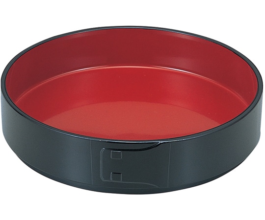 福井クラフト メンパ丸そば皿(底板付)黒内朱 21080150 1個（ご注文単位1個）【直送品】