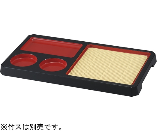 福井クラフト Lくり抜き天ざるプレート(角皿)黒内朱 46020620 1個（ご注文単位1個）【直送品】