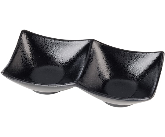 福井クラフト 二点深型薬味皿 黒タタキ裏黒塗り 50025770 1個（ご注文単位1個）【直送品】