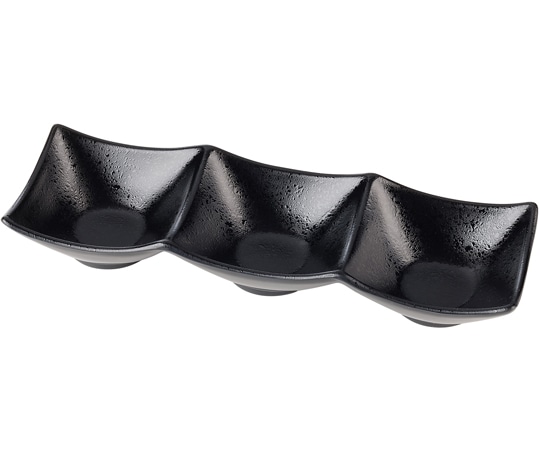 福井クラフト 三点深型薬味皿 黒タタキ裏黒塗 50025775 1個（ご注文単位1個）【直送品】