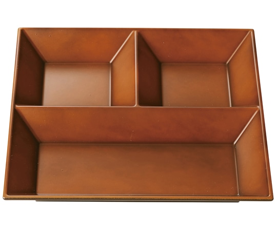 福井クラフト 22cm スクエアプレート 三ッ仕切ブラウン(裏黒) 55202840 1個（ご注文単位1個）【直送品】