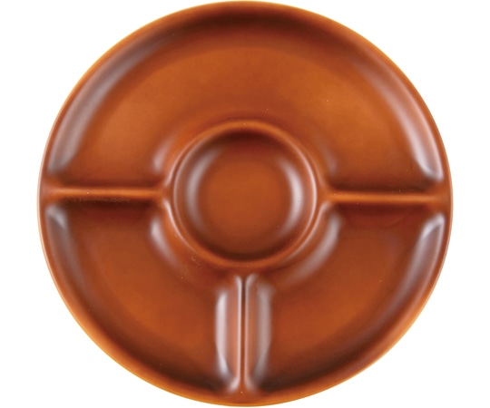 福井クラフト 耐熱28cm 丸4ツプレート ブラウン(裏白) 55202750 1個（ご注文単位1個）【直送品】