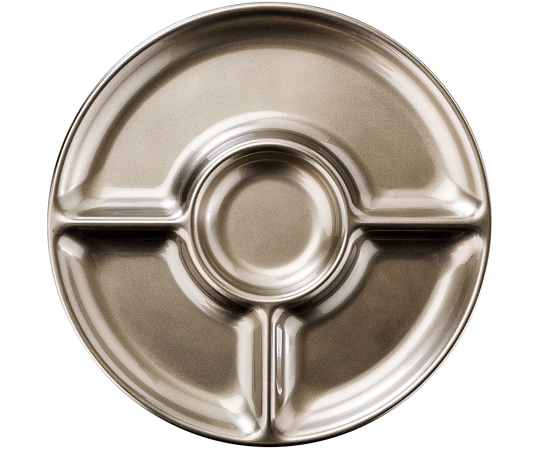 福井クラフト 耐熱28cm 丸4ツプレート 銀透き(裏白) 51023960 1個（ご注文単位1個）【直送品】