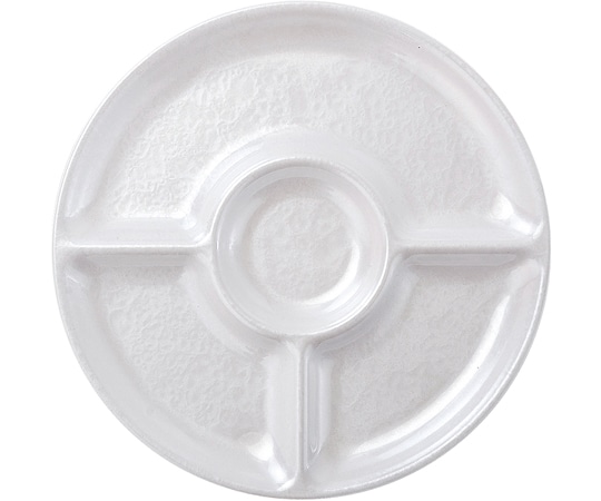 福井クラフト 耐熱28cm 丸4ツプレート ホワイトアクア(裏白)汚染防止 51023955 1個（ご注文単位1個）【直送品】