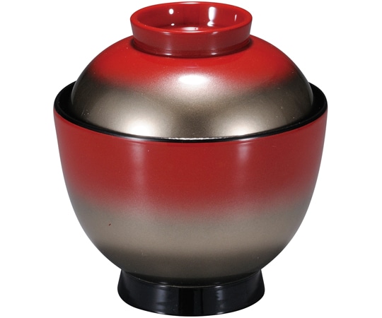 福井クラフト 耐熱3.2寸 玉子椀 朱銀ぼかし 内黒 31006130 1個（ご注文単位1個）【直送品】