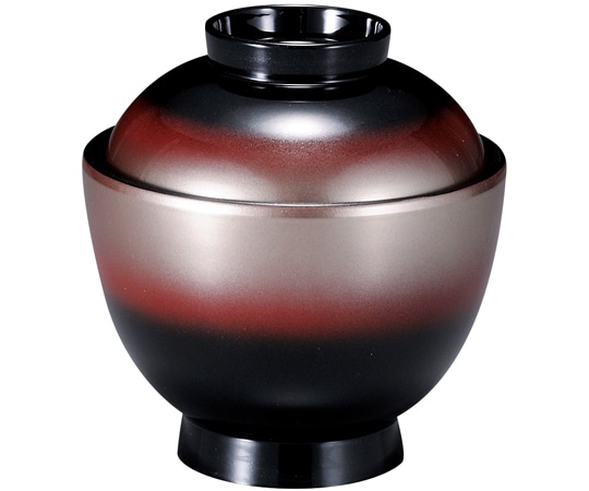 福井クラフト 耐熱3.2寸 玉子椀 黒朱銀ぼかし 内黒 31006140 1個（ご注文単位1個）【直送品】