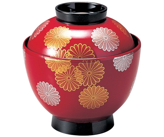 福井クラフト 耐熱3.2寸 玉子椀 朱/菊詰 内黒 12023930 1個（ご注文単位1個）【直送品】