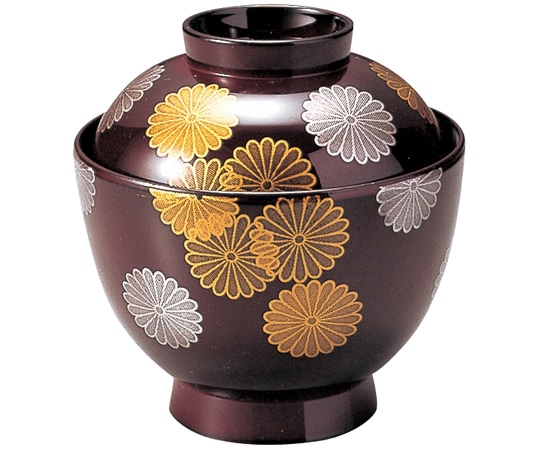 福井クラフト 耐熱3.2寸 玉子椀 溜/菊詰 内黒 12023940 1個（ご注文単位1個）【直送品】