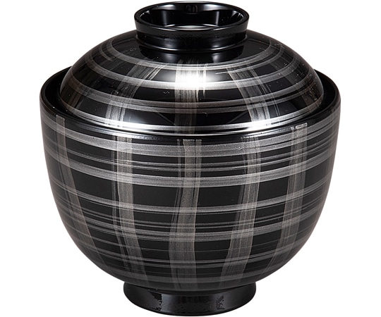 福井クラフト 耐熱室町小吸椀 銀格子内黒 30044660 1個（ご注文単位1個）【直送品】