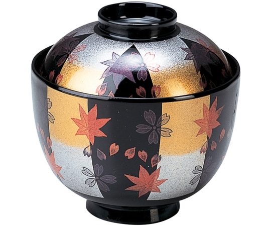 福井クラフト 耐熱室町小吸椀 金錦短冊 内黒 12024055 1個（ご注文単位1個）【直送品】