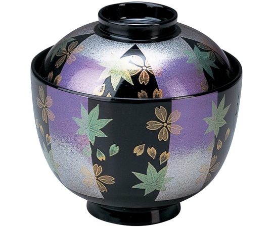 福井クラフト 耐熱室町小吸椀 紫錦短冊 内黒 12024065 1個（ご注文単位1個）【直送品】