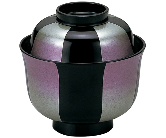 福井クラフト 耐熱3.3寸 羽反小吸椀 紫銀市松 内黒 70000120 1個（ご注文単位1個）【直送品】