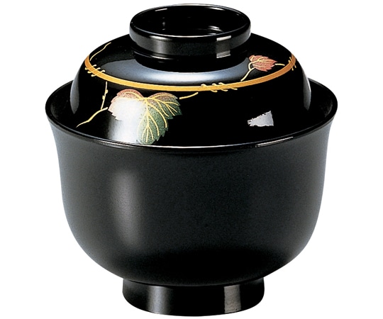 福井クラフト 耐熱3.3寸 羽反小吸椀 黒/蔦 内黒 33101190 1個（ご注文単位1個）【直送品】