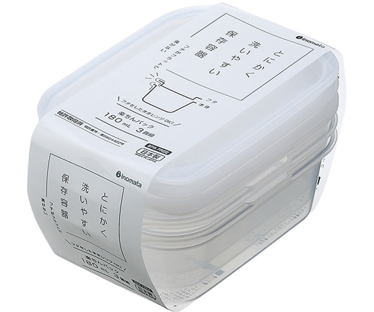 イノマタ化学 楽ちん 角型180mL 3個入 クリアーホワイト 1840 1セット(ご注文単位1セット)【直送品】