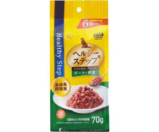 アイリスオーヤマ ヘルシーステップレトルト ビーフと野菜70g×6P 全成長段階用 HRBV706 1個（ご注文単位1個）【直送品】