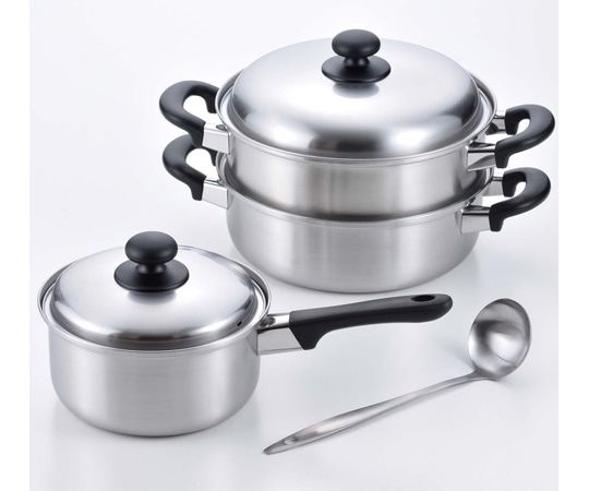 和平フレイズ 燕三 IH片手18cm&二段蒸し器24cm(お玉付) EM-021 1個（ご注文単位1個）【直送品】