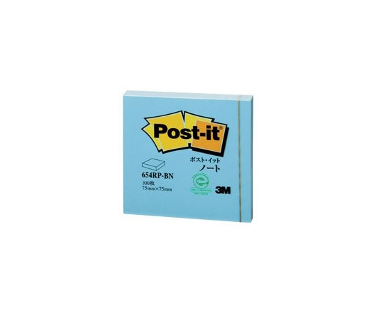 スリーエム Post-it 再生紙ノート ブルー 1パック(100枚×1パッド入) 654RP-BN 1パック(ご注文単位1パック)【直送品】