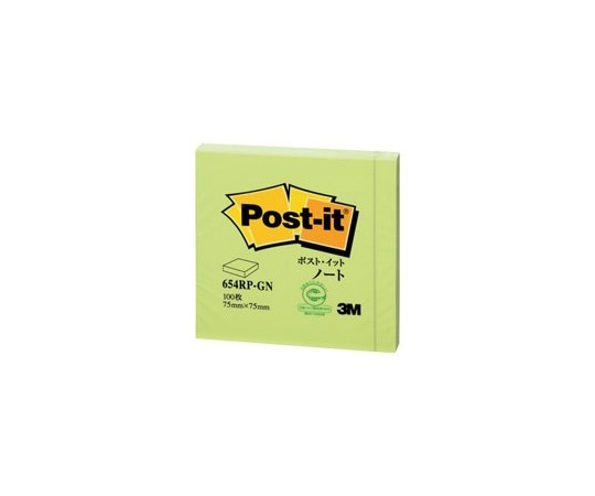 スリーエム Post-it 再生紙ノート グリーン 1パック(100枚×1パッド入) 654RP-GN 1パック(ご注文単位1パック)【直送品】