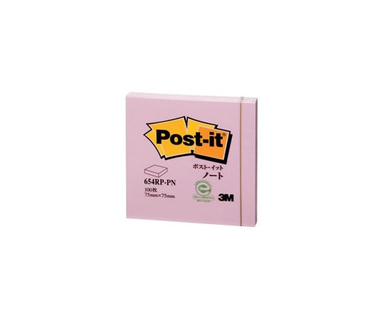 スリーエム Post-it 再生紙ノート ピンク 1パック(100枚×1パッド入) 654RP-PN 1パック(ご注文単位1パック)【直送品】