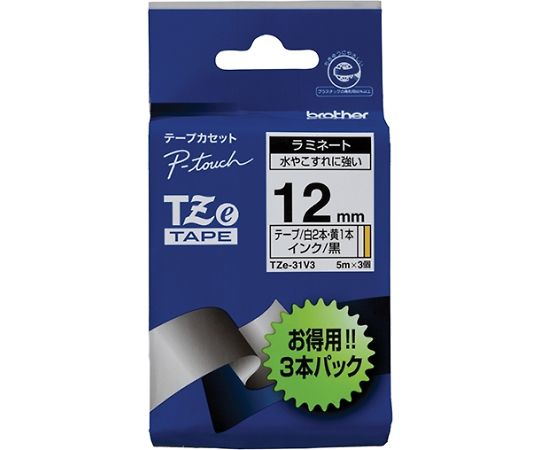 ブラザー TZeテープ ラミネートテープ(TZe-231S・2本/TZe-631S・1本) 12mm 5m巻 3本パック TZe-31V3 1個(ご注文単位1個)【直送品】