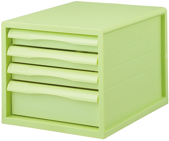 ナカバヤシ FIT COLOR A4レターケース 4段 グリーン A4E-FC04-GN 1台(ご注文単位1台)【直送品】