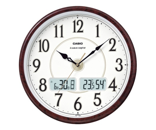 カシオ 温度湿度計付き掛け時計 (茶木目調) ITM-200J-5BJF 1個(ご注文単位1個)【直送品】