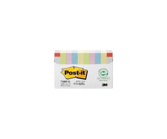 スリーエム Post-it 再生紙スリム見出し 混色 1パック(100枚×10パッド入) 710RP-K 1パック(ご注文単位1パック)【直送品】