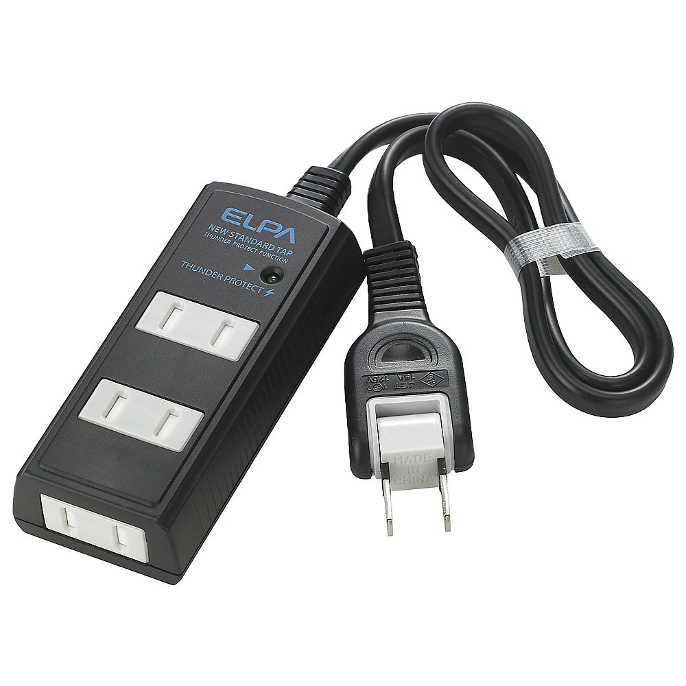 ELPA 耐雷 コード付タップ3P5m 黒 WBT-3050SBN(BK) 1個(ご注文単位1個)【直送品】