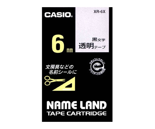 カシオ カシオ ネームランドテープ6mm幅 (透明地/黒文字) XR-6X 1個(ご注文単位1個)【直送品】