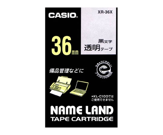 カシオ カシオ ネームランドテープ36mm幅 (透明地/黒文字) XR-36X 1個(ご注文単位1個)【直送品】