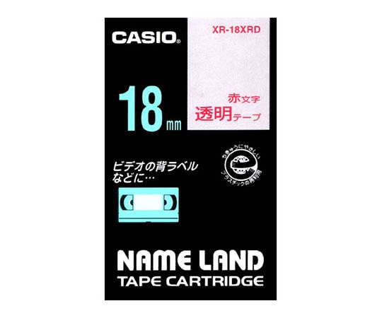 カシオ カシオ ネームランドテープ18mm幅 (透明地/赤文字) XR-18XRD 1個(ご注文単位1個)【直送品】