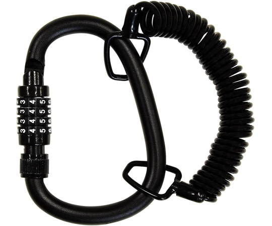 和気産業 カラビナ錠 ワイヤー付き ブラック IB-154 1個（ご注文単位1個）【直送品】