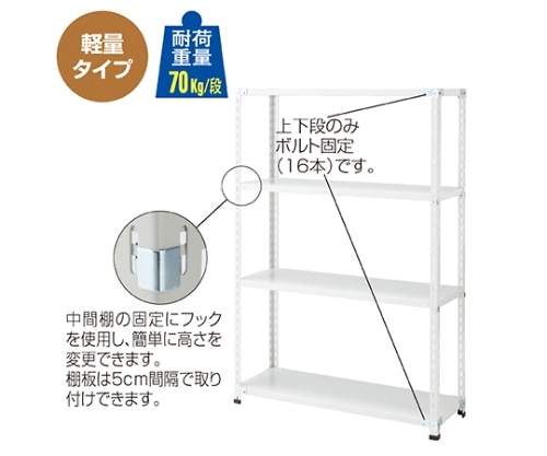 ストア・エキスプレス 軽量ラック4段 H180cm 70kg/段タイプ W122.5×D47.5cm 61-363-2-2 1台（ご注文単位1台）【直送品】