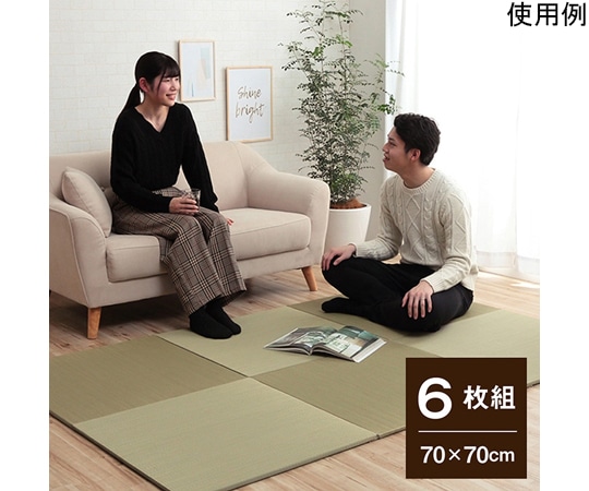 アズワン い草 置き畳 無地 シンプル ナチュラル 縁無し 約70×70×1.5cm 6枚組 1040180010410 1組（ご注文単位1組）【直送品】