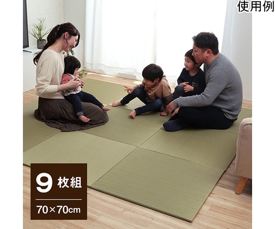 アズワン い草 置き畳 無地 シンプル ナチュラル 縁無し 約70×70×1.5cm 9枚組 1040180010411 1組（ご注文単位1組）【直送品】
