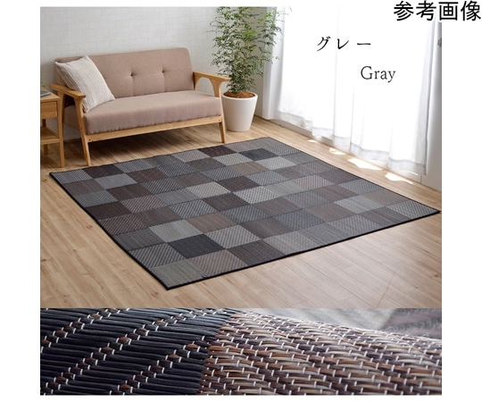 アズワン ラグ い草 自然素材 モダン 『DXカラフルブロック』 グレー 約191×250cm 1050140133904 1個（ご注文単位1個）【直送品】