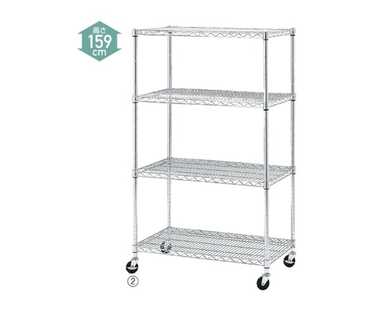 ストア・エキスプレス ワイヤーラック D45cmタイプ(キャスター付き) H159cm 4段 D45.7cm W121.2cm 61-62-2-3 1セット（ご注文単位1セット）【直送品】