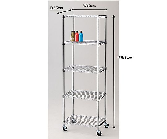 ストア・エキスプレス ワイヤーラック D35cmタイプ(キャスター付き) H189cm 5段 D35.7cm W60.9cm 61-62-8-1 1セット（ご注文単位1セット）【直送品】
