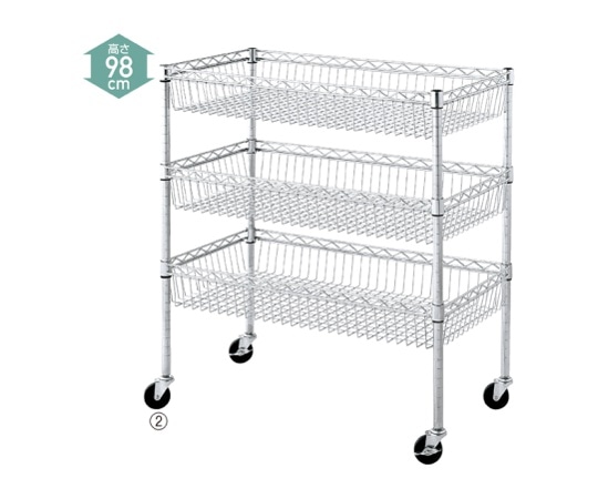 ストア・エキスプレス シェルフワゴンH98cm 3段展開 W90.7×D60.9cm 61-753-55-3 1セット（ご注文単位1セット）【直送品】