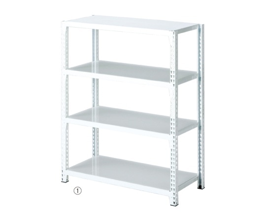 ストア・エキスプレス ストレージシェルフ スチール棚4段展開 W90cmタイプ ボルトレスタイプ ホワイト 本体 H120cm 61-67-1-1 1セット（ご注文単位1セット）【直送品】