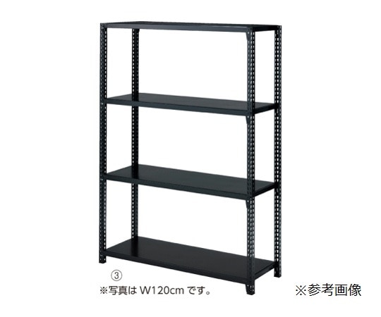 ストア・エキスプレス ストレージシェルフ スチール棚4段展開 W90cmタイプ ボルトレスタイプ ブラック 本体 H150cm 61-67-3-2 1セット（ご注文単位1セット）【直送品】