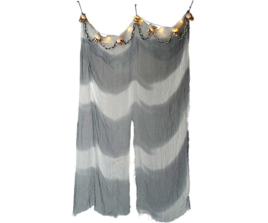 アズワン ドクロカーテン ハロウィンホラー飾り ガイコツ 180cm 37-22-3-1 1個（ご注文単位1個）【直送品】