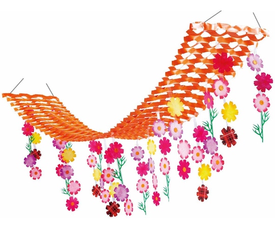 アズワン チェックコスモス プリーツハンガー 180cm 秋天井飾り 37-32-5-1 1個（ご注文単位1個）【直送品】