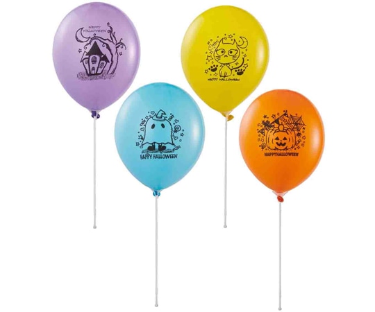 アズワン ハロウィンバルーン ゴム風船 4柄10色 景品 100個 37-36-8-1 1セット(ご注文単位1セット)【直送品】
