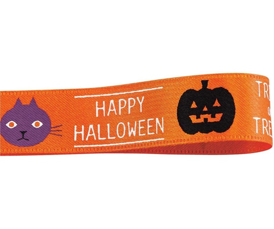 アズワン リボン ハロウィンデザインハロウィン オレンジ 37-40-8-7 1個（ご注文単位1個）【直送品】